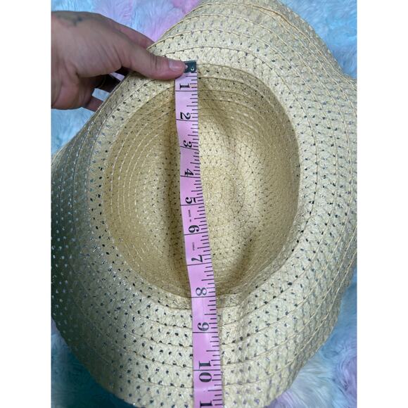 Straw Wide Brim Sun Hat Black Ribbon Bow Natural One Size - Picture 9 of 9